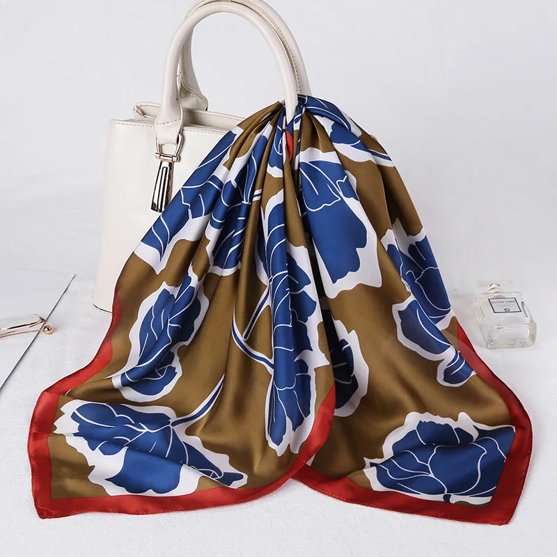

Foulard Print Neck Scarf Silk Feeling Square Hijab Headband Foulard Shawl Wrap Elegant Pashmina Bandana Fashion Neckerchief