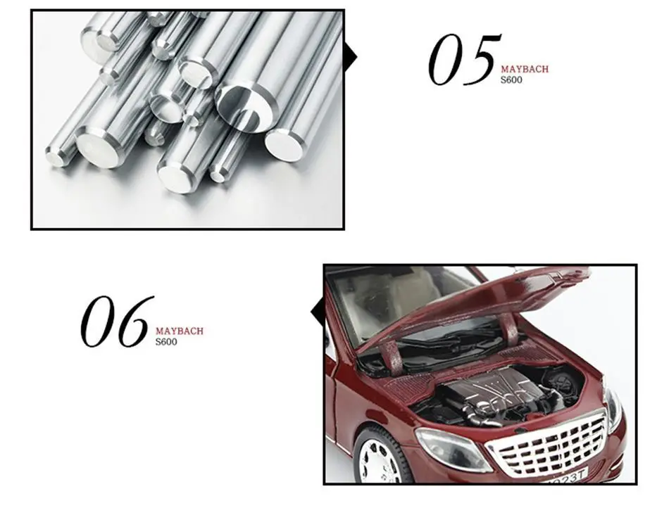 1/24 Maybach S600 металлическая модель автомобиля литая под давлением сплав высокая имитация, модели автомобилей 6 дверей можно открыть инерционные игрушки для детей Difts