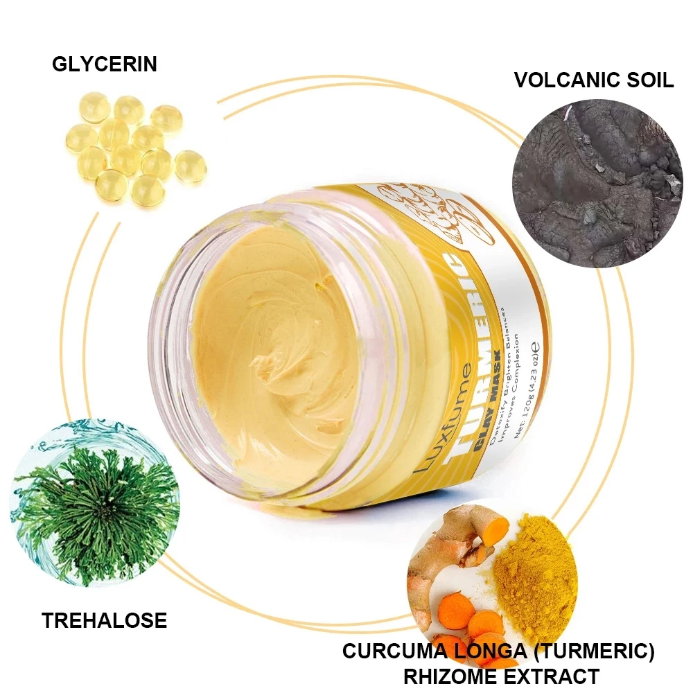 

240G Nourishing Whitening Anti-wrinkle Pore Cleaner Skin Care Female Face Mud Mask Product Mix Turmeric Clay Mask Pink Clay Mask