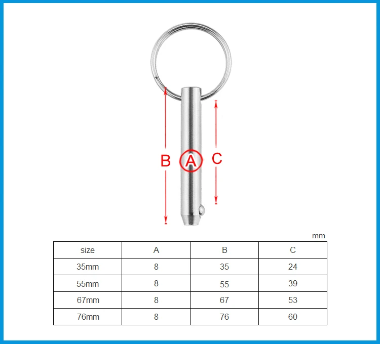 

8mm Marine Grade Quick Release Ball Pin for Boat Bimini Top Deck Hinge Marine Stainless Steel 316 Boat