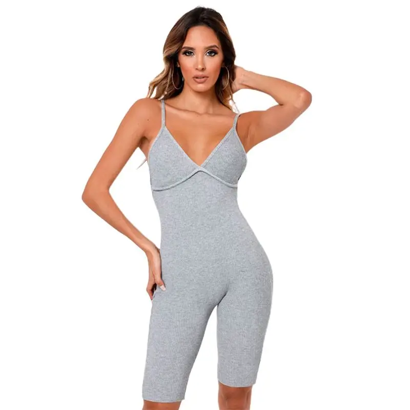 

Women Sleeveless Slim Jumpsuit Sexy Cross Backless Sport Butt Lift Short Rompers