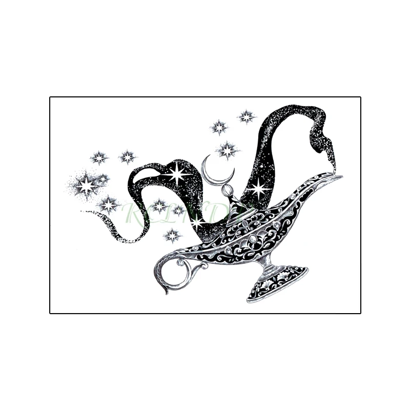 

Waterproof Temporary Tattoo Stickers Royal Teapot Moon Big Tattoos Flash Tatoo Fake Hand Body Art Tatto for Girl Men Women