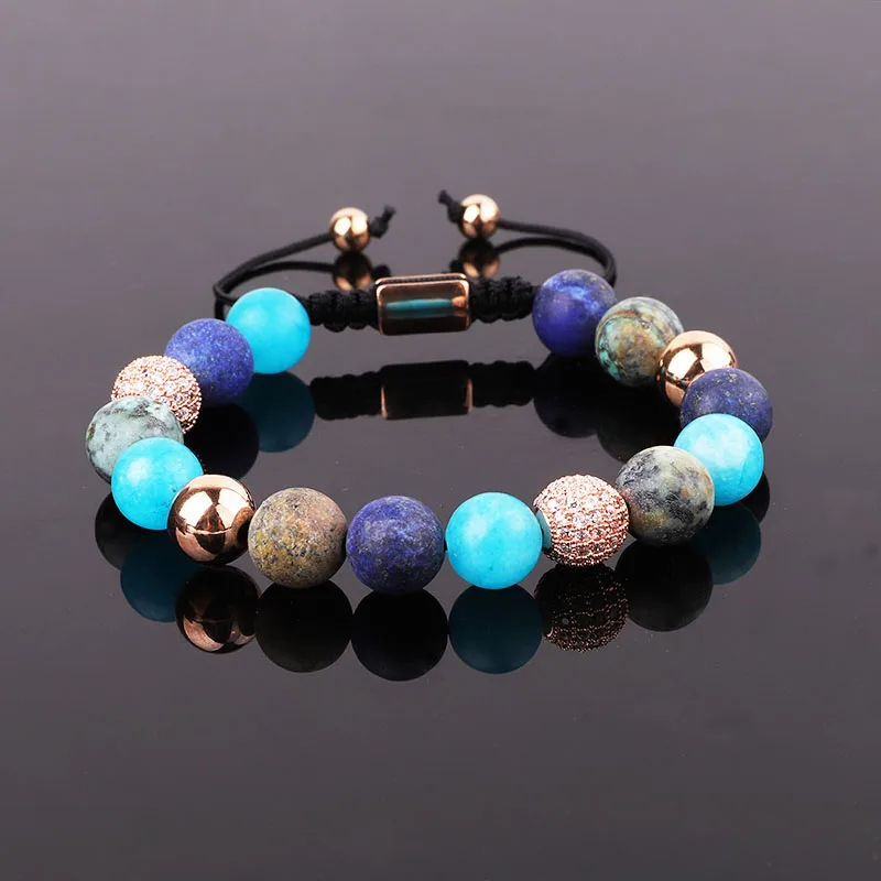 

Jaravvi New Design 10mm Matte Gemstone Jewelry Blue Jade Lapis Beads Custom Friendship Bracelet For Women
