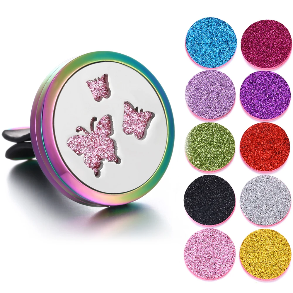 New Aromatherapy Jewelry Car Perfume Diffuser 316L Stainless Steel Aroma Essential Oil Diffuser Car Clip Lockets DropShipping - Окраска металла: 14