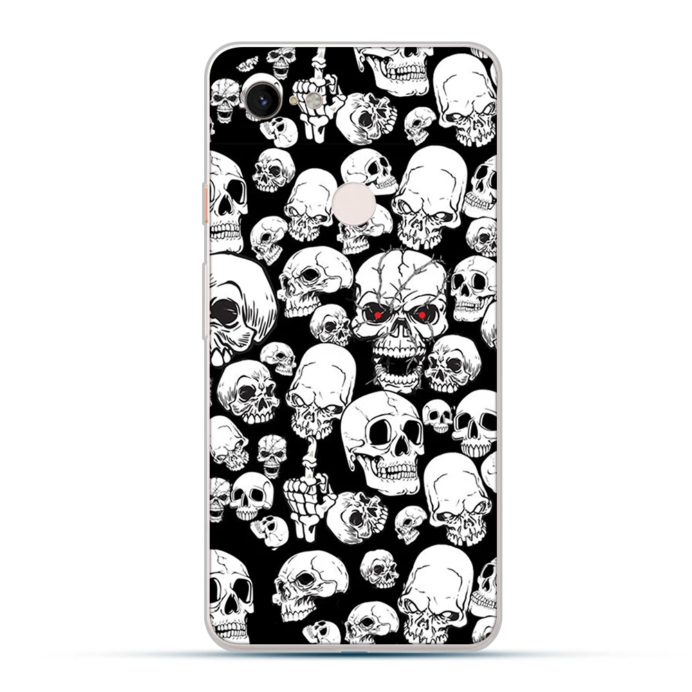 

ciciber fashion Funny cute skull Case for Google Pixel 4 3 XL Soft Silicone Cover for Google Pixel 2 3a XL Funda Coque Cover