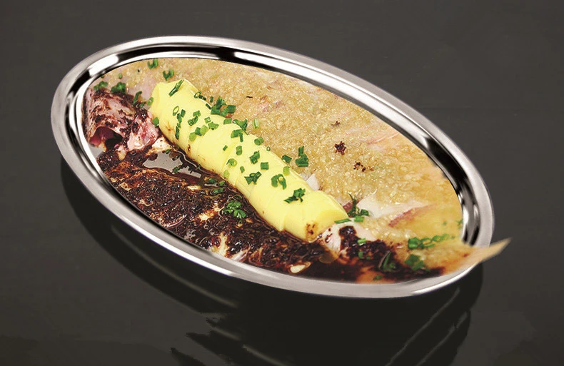 Овальные рыбные тарелки из нержавеющей стали посуда для барбекю|dish beauty|plate lampplate