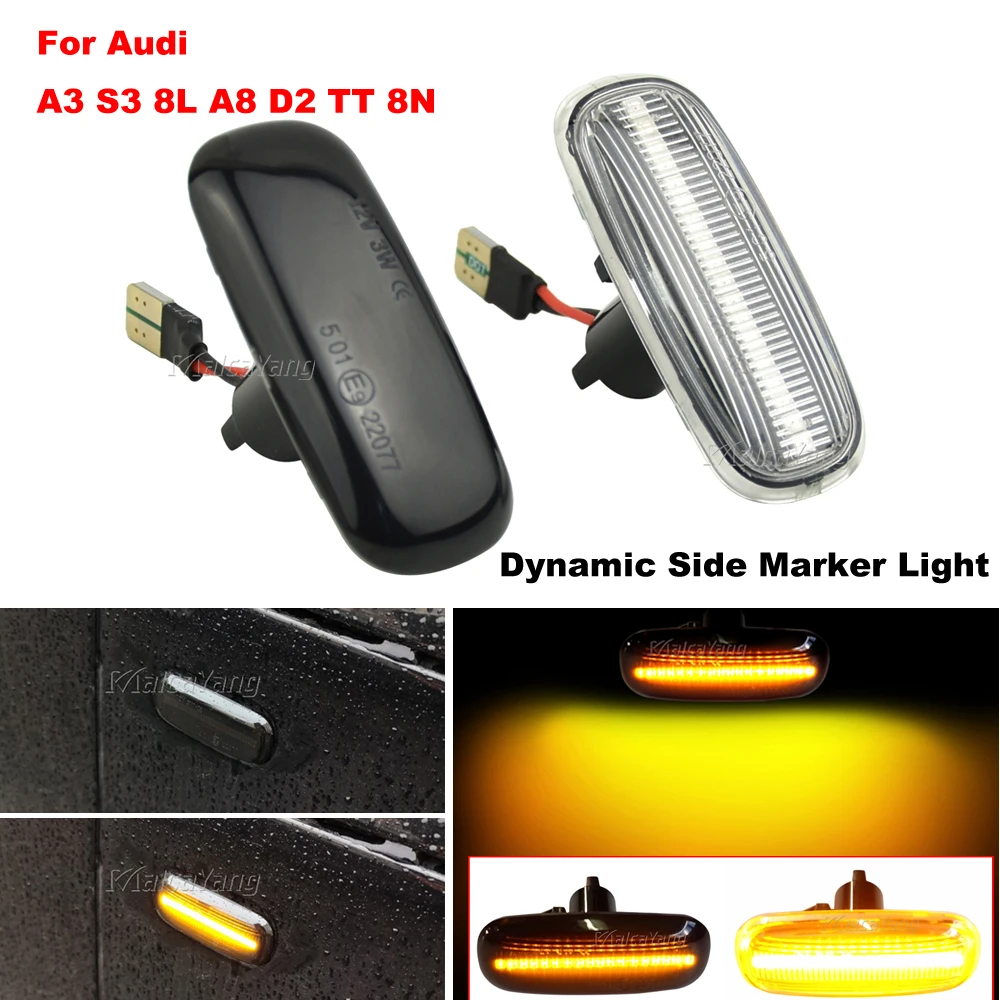 

Pair LED Dynamic Side Marker Turn Signal Lights Indicator Lamps 8n0 949 127a For Audi A3 S3 8L 00-03 A8 D2 99-02 TT 8N 00-06