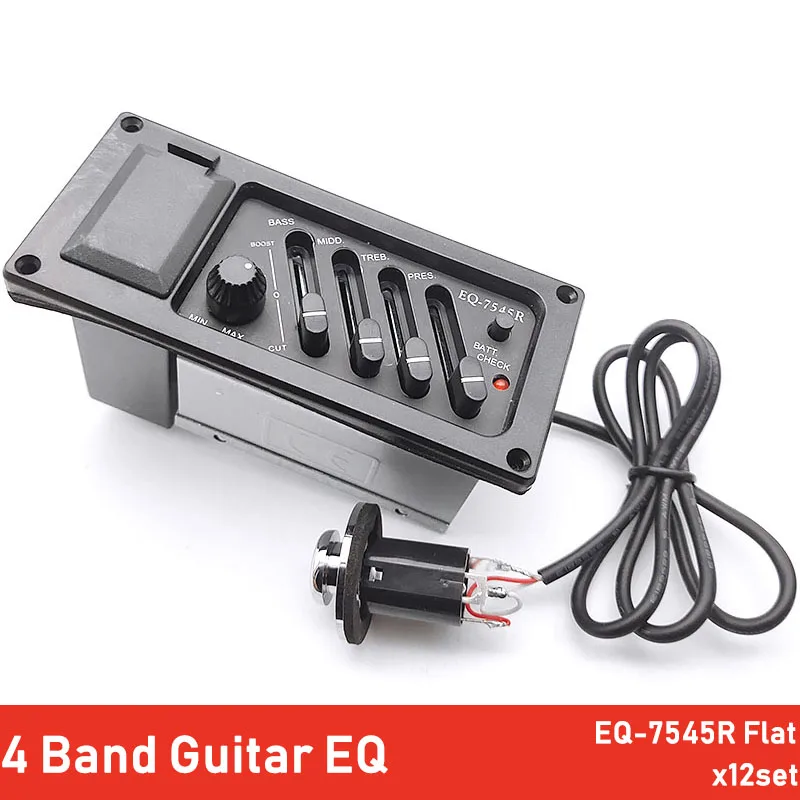 

12set EQ-7545R 4 Bands Guitar EQ Equalizer Preamp Piezo Pickup for Acoustic Guitar Parts Accessories