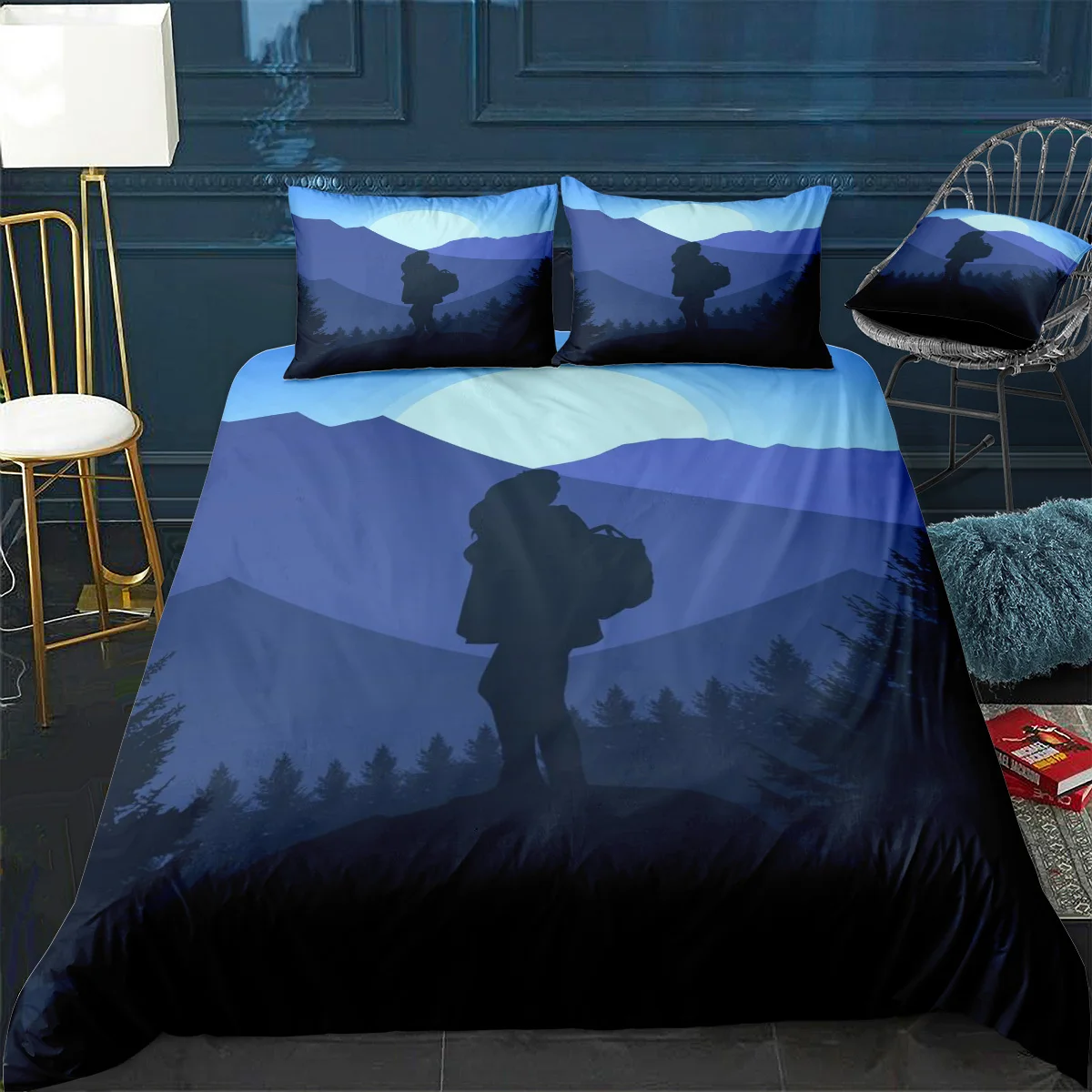 melhor Backpacker Colcha Capa Fronha 3 Peça Consolador Conjunto De Cama Com Fronha único Duplo Duvet Cover Casa Decora