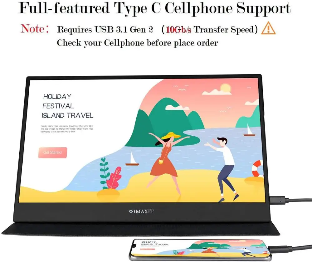 Портативный монитор WIMAXIT M1562C 15 6 дюйма Usb C Тип Ips экран HDMI 1080p Lcd телефон Ноутбук