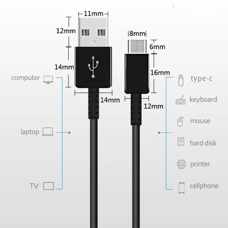 Оригинальное быстрое зарядное устройство Samsung S8 S9 S10 15 Вт 9 В 67 А 1 2 м кабель USB Type C