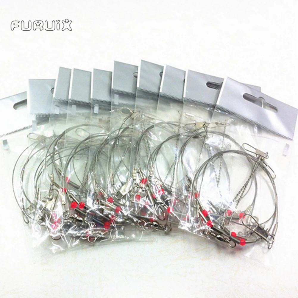 

New 5/10/20Pcs/Pack Arms Stainless Steel Fishing Wire Leader Arms with Rigs Swivels Snap 2 Arm Fishing Tackle Tool