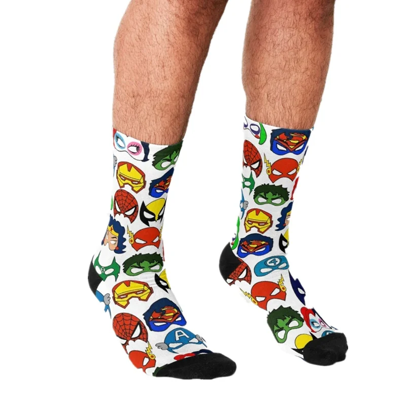 

Socks Men harajuku Superhero Comic Book Retro Socks Printed Happy hip hop Men Socks Novelty Skateboard Crew Casual Crazy Socks