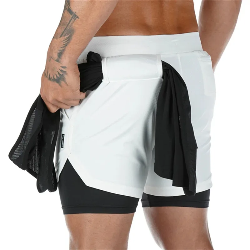 2023 M-3XL summer Running Shorts Men 2 In 1 Double-deck Quick Dry gym Shorts Fitness Jogging Workout Shorts Men Sports Shorts