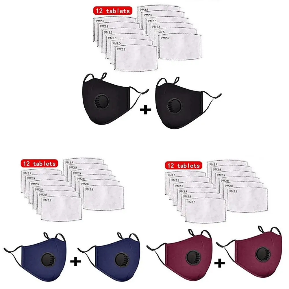 

Многоразовая маска для лица с принтом Пылезащитная ветрозащитная противотуманная маска PM2.5 хлопковая защитная маска для рта с 12 фильтром A