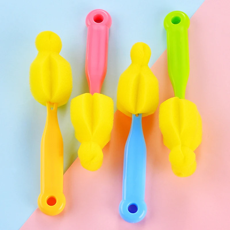 

1/2 Pcs 360 Brushes Degree Infant Pacifier Cleaner Rotating Sponge Yellow Baby Nipple Brush Babies Teat Cleaning Feeding Bottle