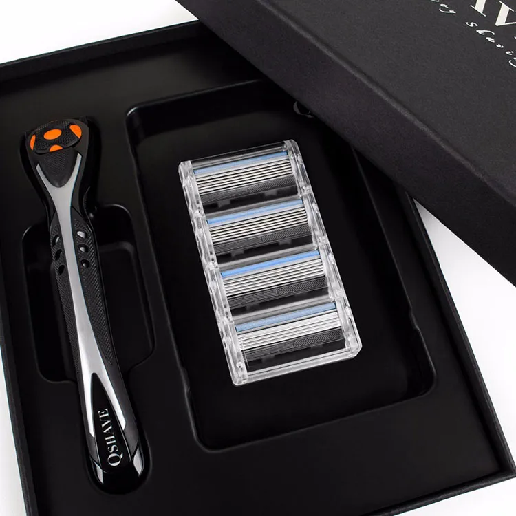 Qshave Black Spider Man ручная бритва с красивой подарочной коробкой может спроектировать ваше имя на ручке(1 шт. ручка, 4 шт. лезвие X5