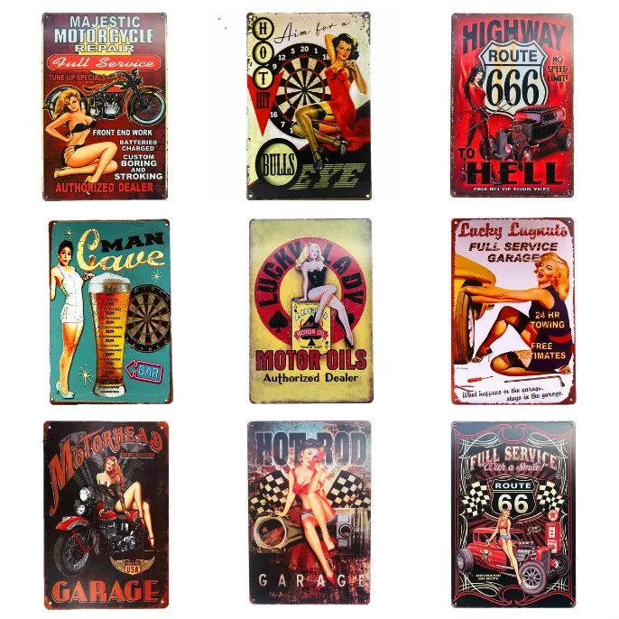 

Привлекательные женские металлические жестяные знаки, винтажный Железный плакат, подставка для украшения бара, вечеринки, гаража, автомага...