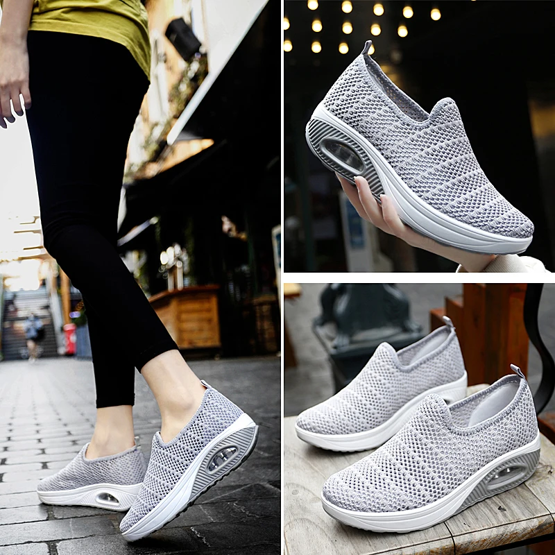 

WHNB 2021 New Hot-selling Mesh Shoes Women Summer Breathable Models Increased One-step Casual Walking Cloth Shoes