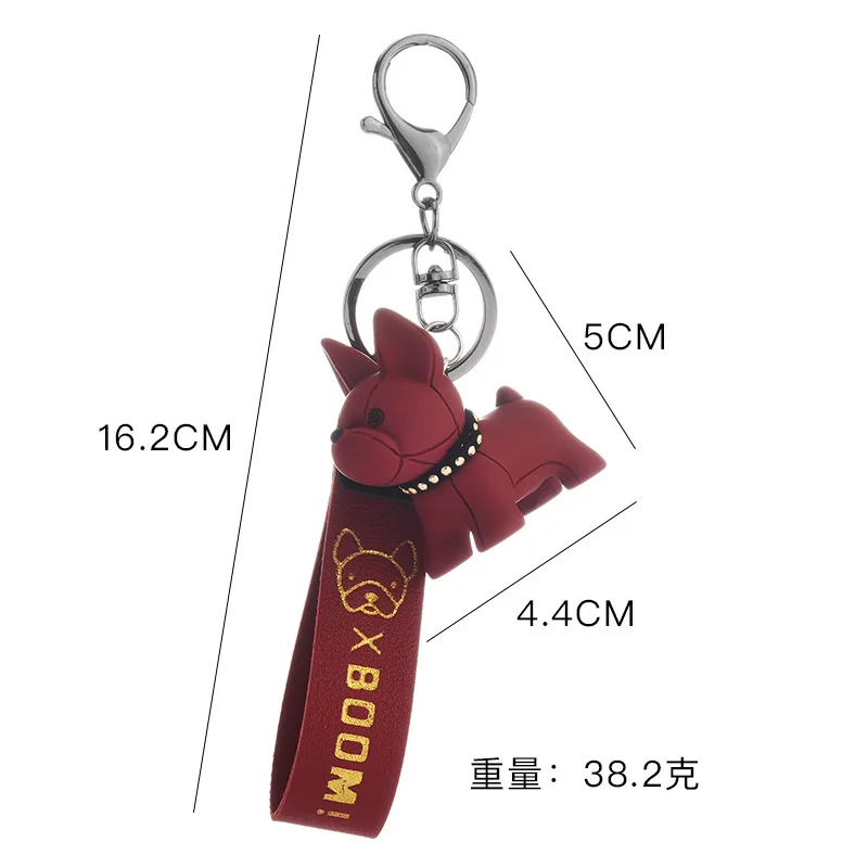 

Fashion Punk French Bulldog Keychain PU Leather Dog Keychains for Women Bag Pendant Jewelry Trinket Men's Car Key Ring Key Chain