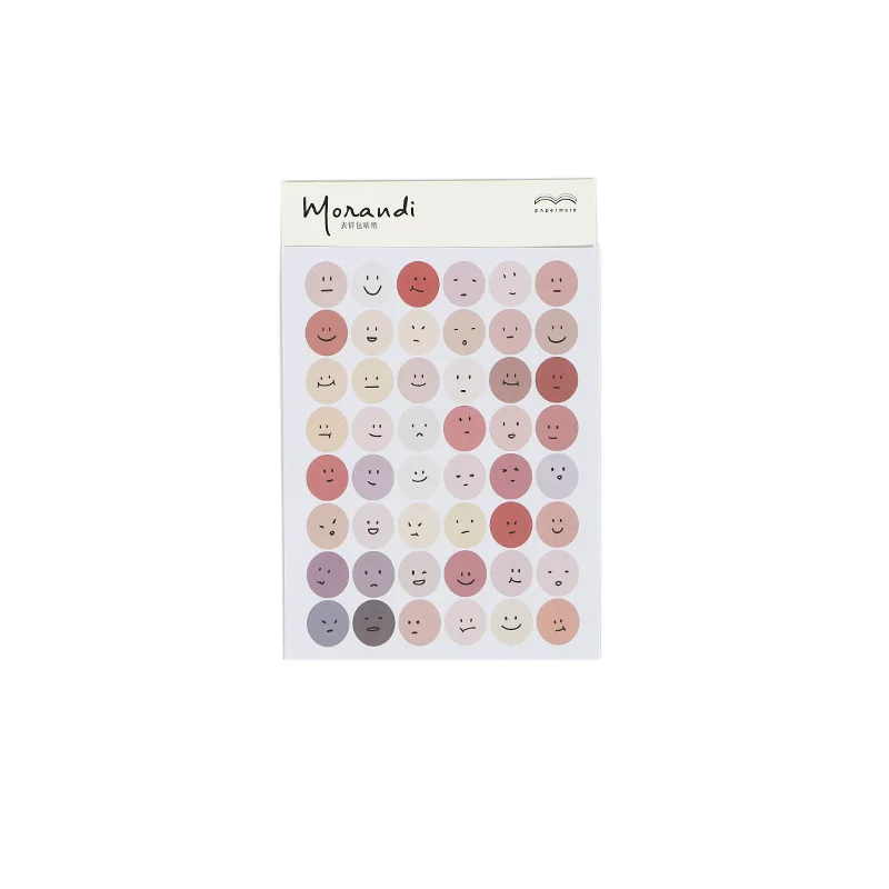 2 Sheet Morandi Series Smiley Expression Stickers Kawaii Decorative DIY Diary Scrapbooking Stationery Planner | Канцтовары для
