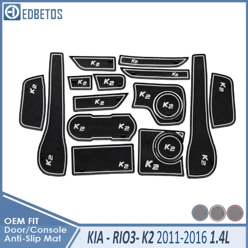 K2 1.4 White Противоскользящий коврик для Kia RIO 3 K2 1,4 л Аксессуары ворота слот подставка анти-Грязная дверь паз коврик автомобильный интерьер гелевая накладка Резина - Название цвета: K2 1.4 White