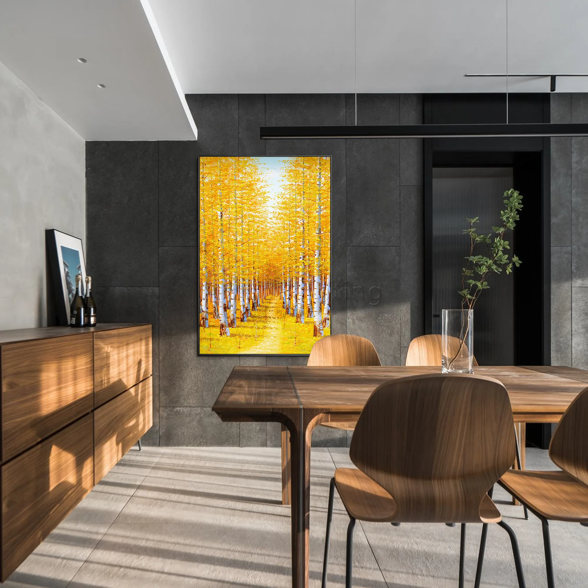 Beste Grote Abstract Hand Geschilderd Landschap Woods Wall Art Acryl Textuur Canvas Olieverf Foto Voor Woonkamer Home Decor