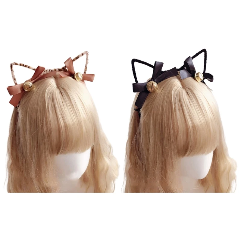 

Lolita Headbands Cute Cat Ears Headwear Bows Adorn with Bells Sweet Kawaii Bowknot Cosplay Headpiece Party Supplies