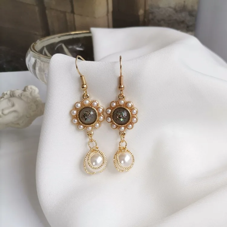 Personality retro long earrings fashion pearl ear clip female temperament | Украшения и аксессуары