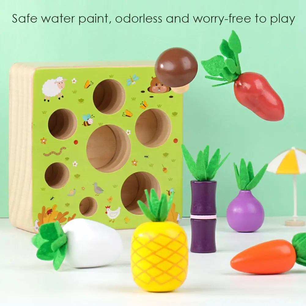 

Montessori Carrot Pull Toy Early Educational Building Block Carrot Game for 1234 year Old Kids natural