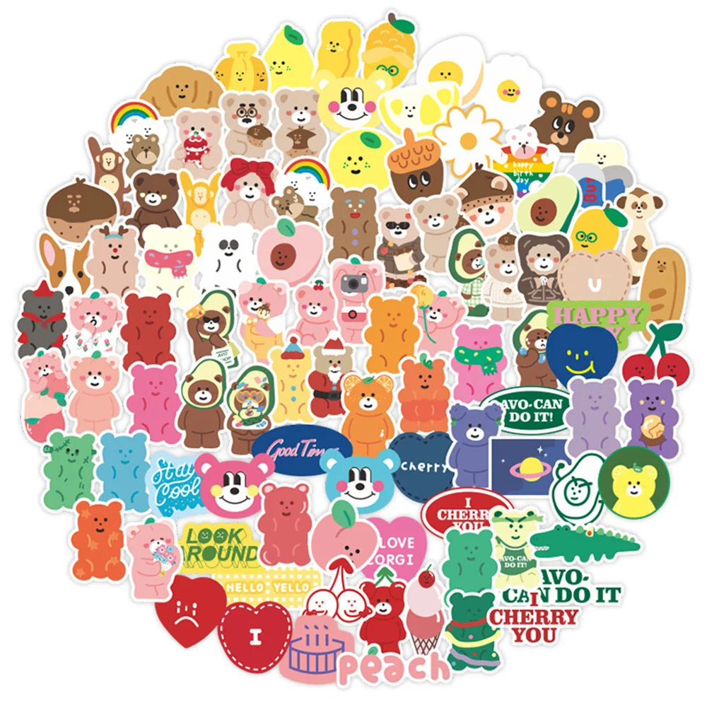 

10/30/50PCS New Cute Cartoon Hand Account Gummy Bear Suitcase Guitar Waterproof Sticker Graffiti Decoration Wholesale