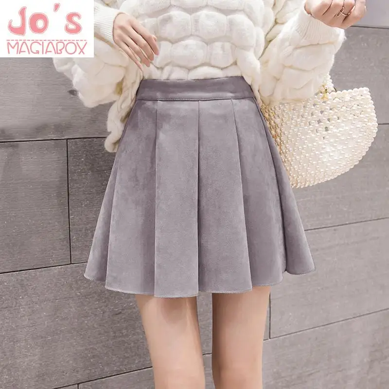 

Winter Casual A-Line Women Skirt High Waist Above Knee Harajuku Vintage Vouge Cute Solid Ball Gown Sweet Ladies Kawaii Skirts