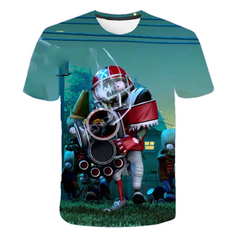 

boys clothes 4-14 years Plants Vs Zombies t-shirt Cartoon T-shirt Casual boys shirts 3D Printed Polyester girls funny t shirts