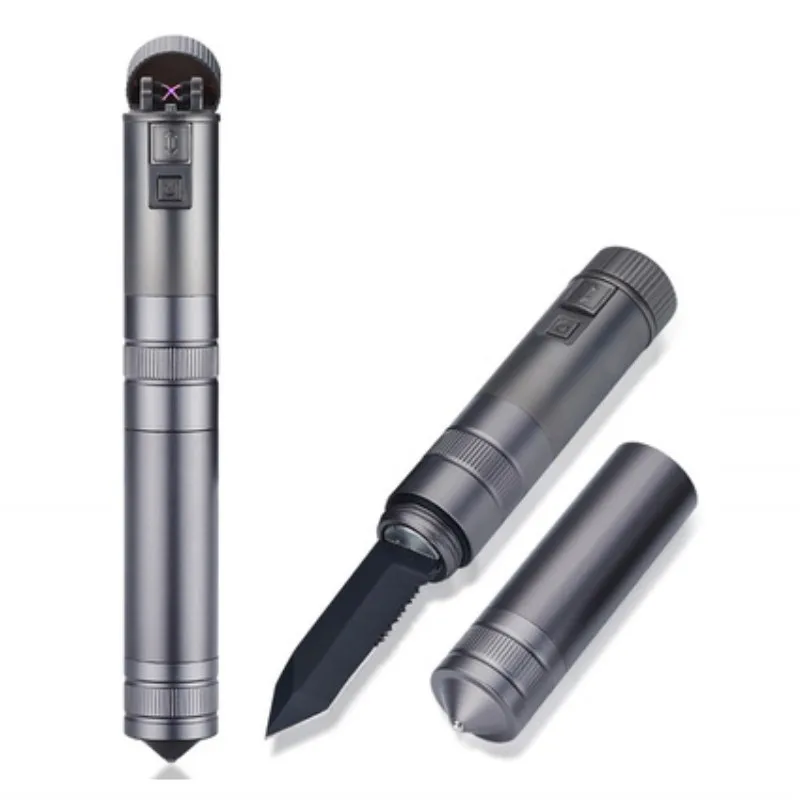 

Multifunction Knife Safety Hammer USB Charge Electronic Lighters Double Arc Pulse Electronic Cigarette Lighter Outdoor Windproof