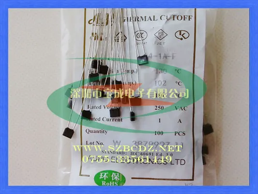 130 градусов 1 А тепловой предохранитель 100 шт.-1 лот