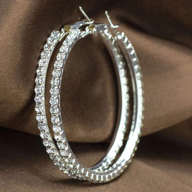 Популярные серьги со стразами 20 90 мм круглые кольца с кристаллами простое