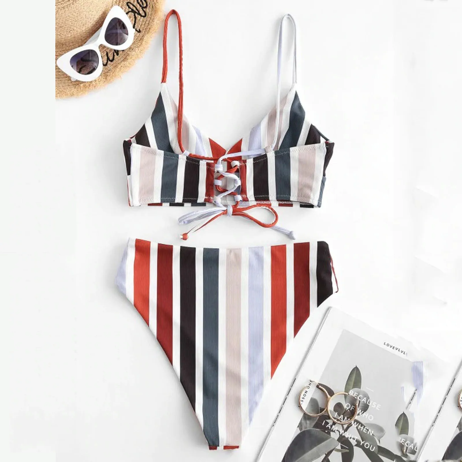 

High Waist Bikinis 2021 Swimsuits Women Two Piece Patchwork Print Split Sets Plus Size Beachwear Swimsuit Bikini Bathing Suits