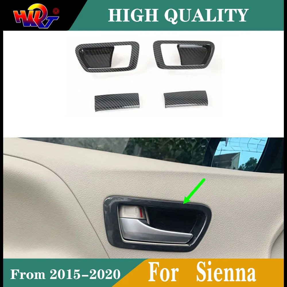

Carbon Fiber Color Inner Door Bowl Panel Cover Fit For Toyota Sienna 2015 2016 2017 2018 2019 2020 Car Decoration Accessories