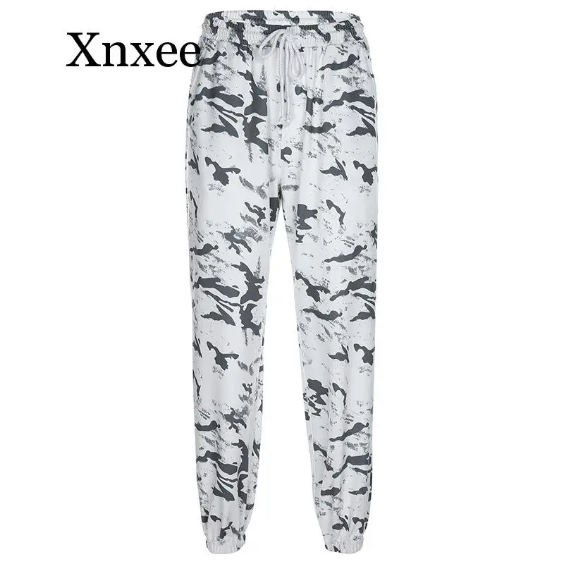 Брюки-султанки женские камуфляжные с завышенной талией джоггеры повседневные