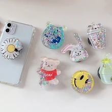 Squishy Cartoon Quicksand Liquid Lovely Kids Phone Holder Portable Bracket Adjustable Folding Stander for iPhone Samsung Huawei