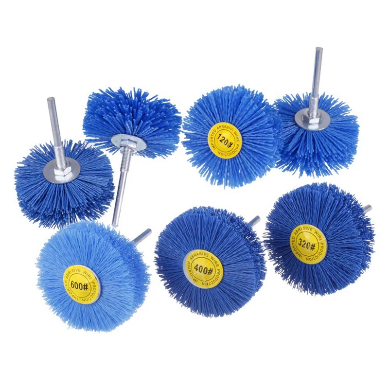 

Promotion! 7 Pack Abrasive Nylon Wheel Brush Grinding Head with 1/4inch Shank, Grit Perfect for Removal of Rust/Corrosion/Paint