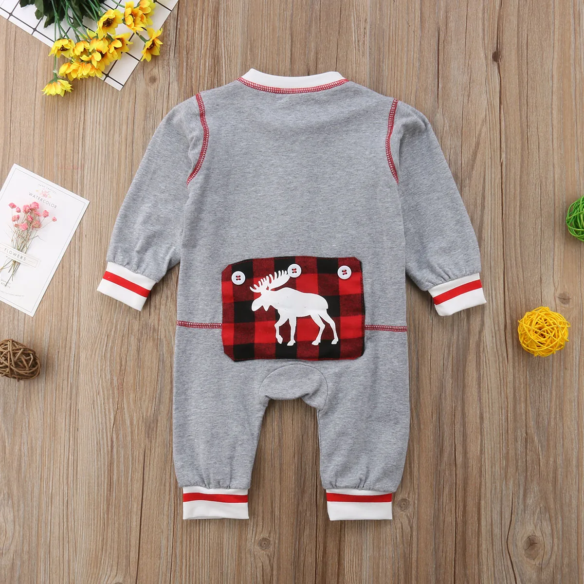 

Newborn Baby Romper Infant Christmas Costume Toddler Boy Girl Cartoon Long Sleeve Jumpsuit Cotton Clothes Xmas 0-24M