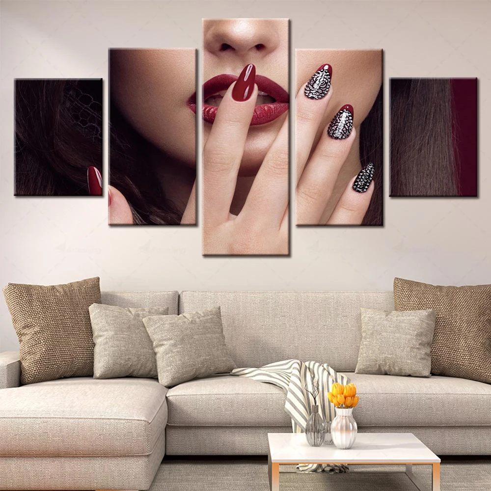 

Artsailing Modern Makeup Paint Face Canvas Paintings Beauty Art Posters 5 Pieces Wall Decoration Decor For Living Room Artwork