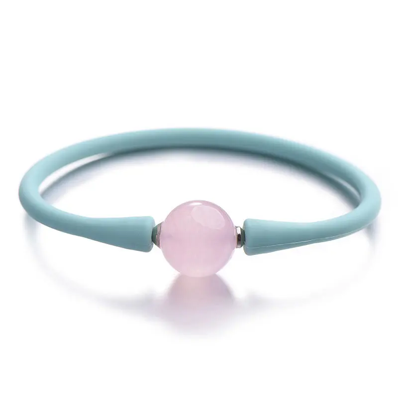 Turquoise pink Pipitree простой силикон Унисекс Браслет 14 мм Инь Ян очаровательные каменные бусины браслеты для женщин мужчин пара ювелирных изделий Pulsera mujer - Окраска металла: Turquoise pink