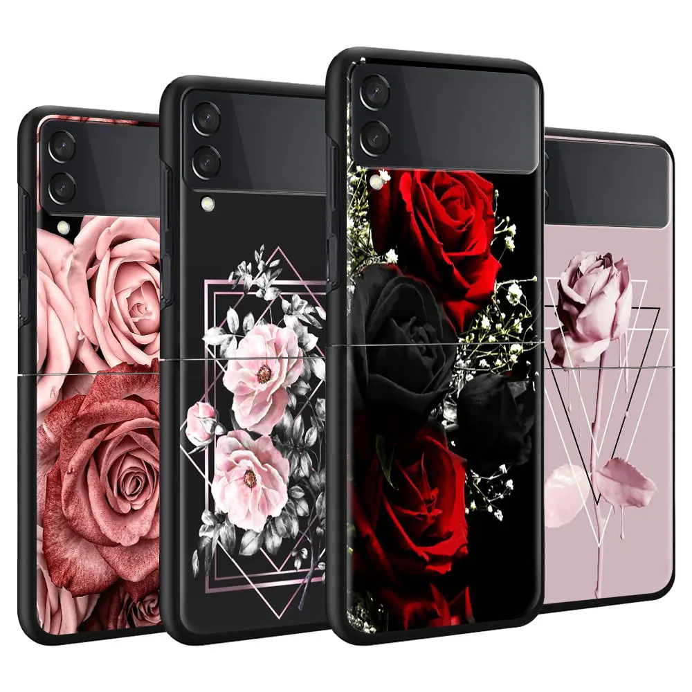 

Phone Case for Samsung Z Flip3 5G 6.7 inches Capa for Galaxy Z Flip 3 Hard Silicone Cover For Z Flip3 Beautiful Flower