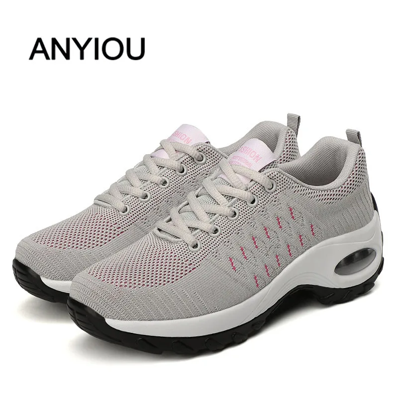 ANYIOU/Новинка 2020 года сезон весна женские кроссовки модная повседневная обувь с