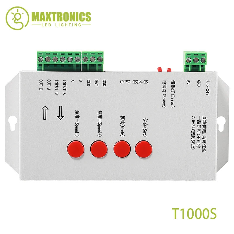 Лучшая цена T1000S SD-карта WS2801 WS2811 WS2812B LPD6803 светодиодный контроллер 2048 пикселей 5 ~ 24
