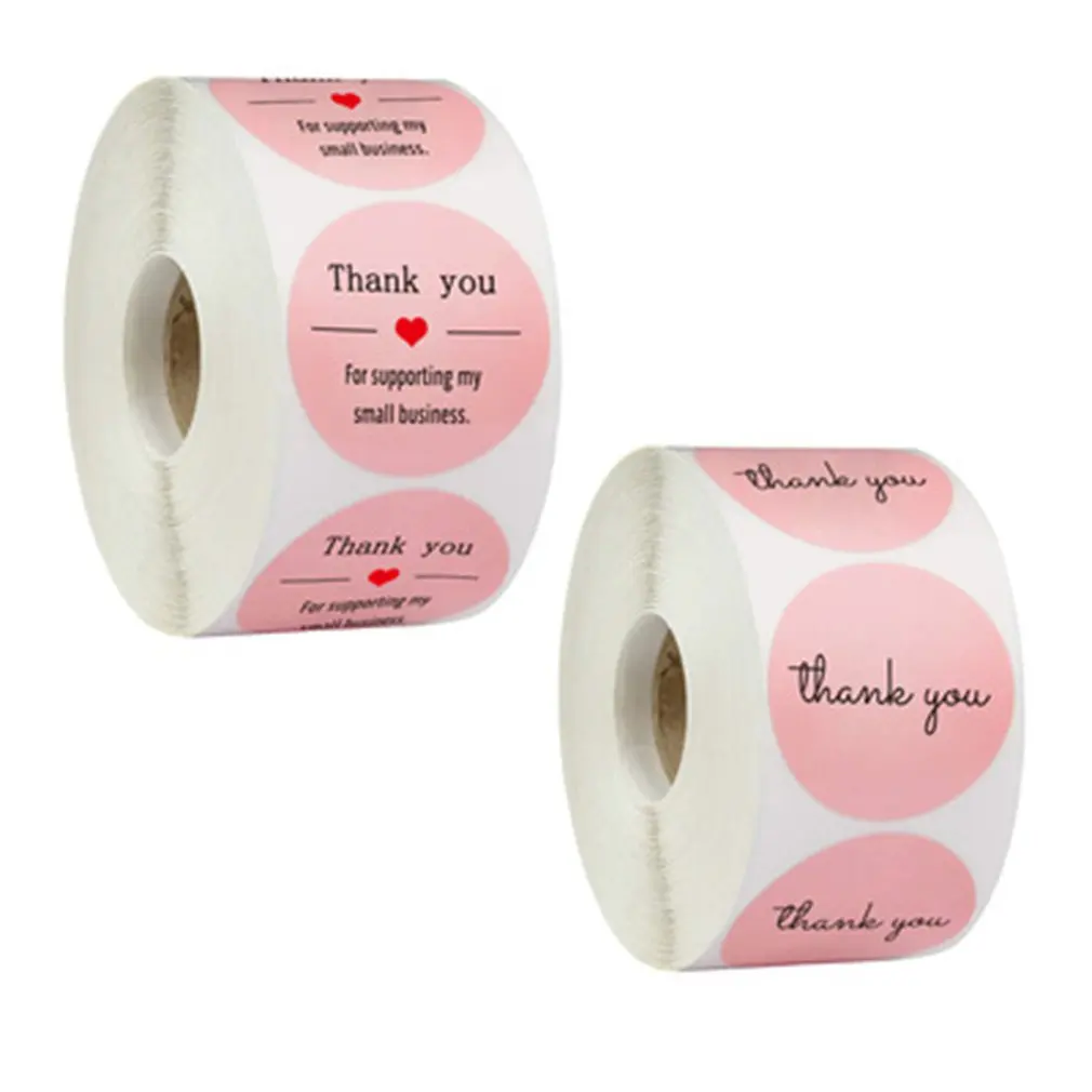

Pink Thank You Stickers Label 500 Pcs/Roll Copper Plate Self-Adhesive Material Round Wedding Decoration Stickers 1 Inch