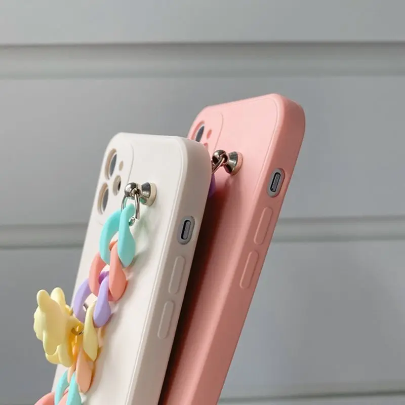 2021 new 3d cartoon candy bear wrist chain phone case for xiaomi 11 redmi note 5 8 pro 9 8t 9t 9a 9c 6a 8a poco f3 m3 k40 pro free global shipping