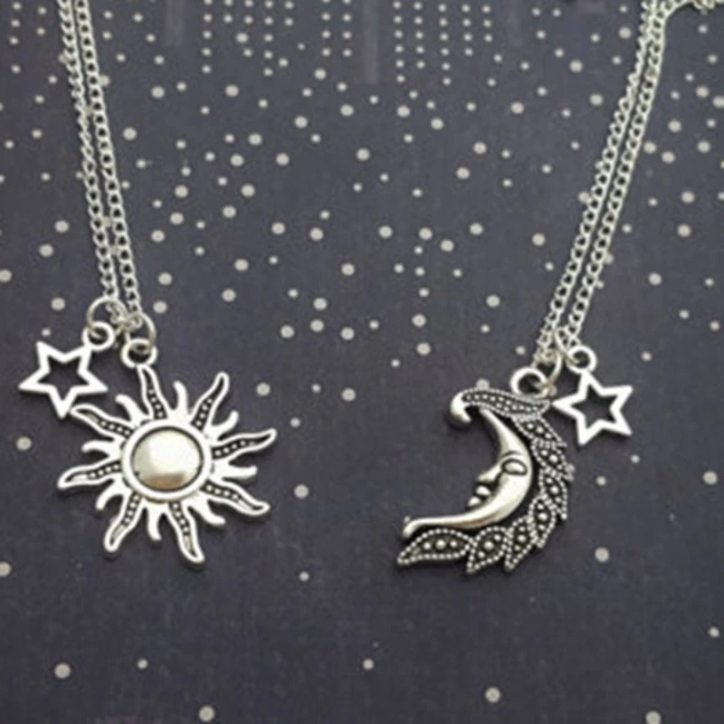 

New Starry Sky Jewelry Sun Moon Stars Pendant Collarbone Chain Couple Good Friend Combination Necklace